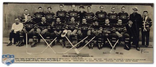 1937-38 Montreal Canadiens Panoramic Team Photo by Rice