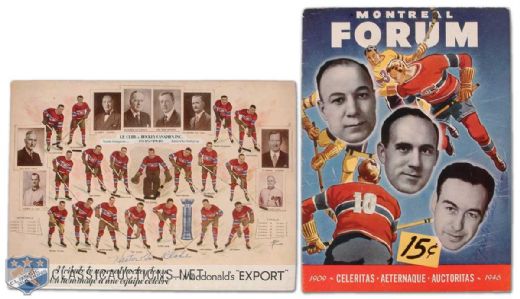 1947 Montreal Forum Program Signed Twice by Deceased HOFer Toe Blake