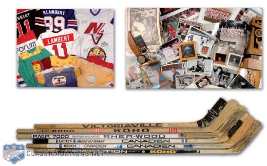 Yvon Lamberts Huge Memorabilia Collection, Including Hockey Stick Collection of 6