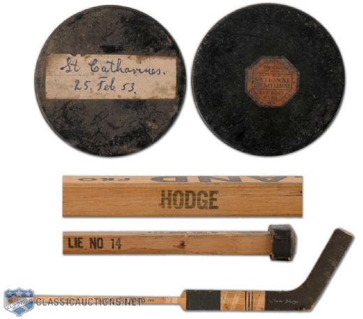 Charlie Hodge Autographed Game Used Stick & Shutout Puck