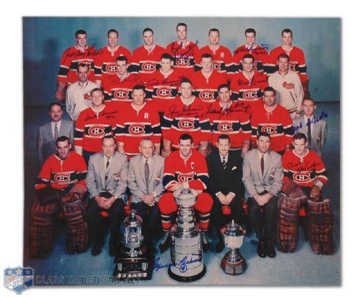 Huge Team Autographed 1957-58 Montreal Canadiens Team Photo