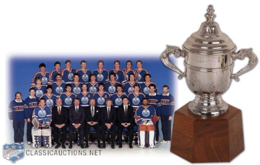 1986-87 Edmonton Oilers Clarence Campbell Bowl Presented to Peter Pocklington