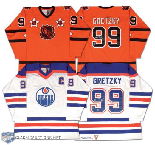 Wayne Gretzky Autographed Replica Jersey Collection of 2, Including 1980 All-Star Game Jersey and 1986-87 Edmonton Oilers Jersey