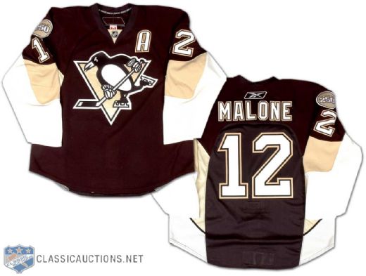 Ryan Malone 2007-08 Pittsburgh Penguins Stanley Cup Playoffs Game Worn Jersey