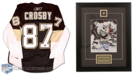 Sidney Crosby Autographed Pittsburgh Penguins Jersey and Signed Framed Photo