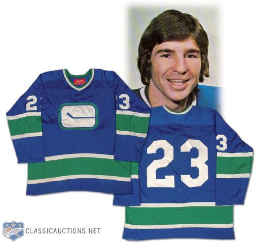 Gerry OFlaherty Circa Mid-1970s Vancouver Canucks Photo Matched Game Worn Jersey