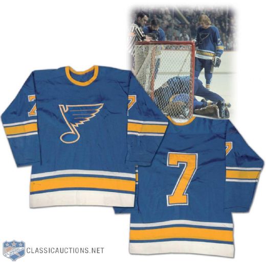 Garry Ungers Circa 1972 St. Louis Blues Game Worn Jersey