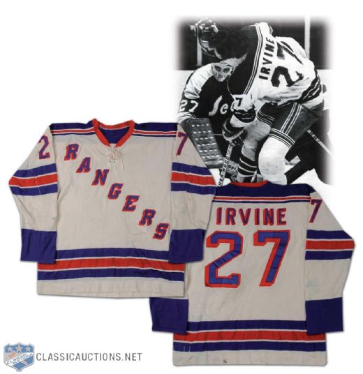 Early-1970s Ted Irvine New York Rangers Game Worn Jersey - Photo Matched!