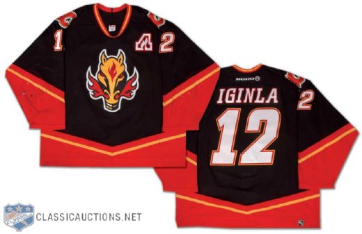 Jarome Iginla 2001-02 Calgary Flames Game Worn Jersey