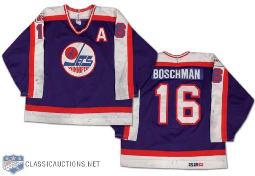 1980s Laurie Boschman Winnipeg Jets Game Worn Jersey