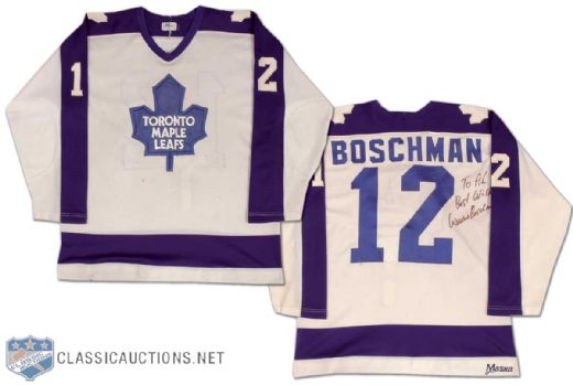 Early-1980s Laurie Boschman Toronto Maple Leafs Autographed Game Worn Jersey