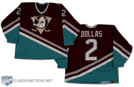 Bobby Dollas 1993-94 Mighty Ducks of Anaheim Game Worn Inaugural Season Road Jersey