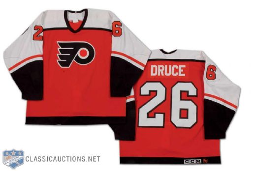 John Druce 1995-96 Philadelphia Flyers Game Worn Road Jersey