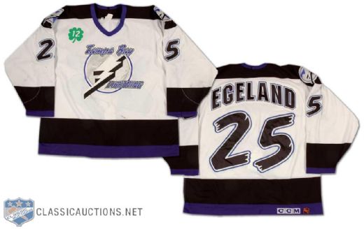 Allan Egeland 1997-98 Tampa Bay Lightning Game Worn Home Jersey with Cullen Patch