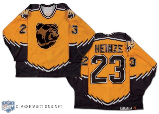 Steve Heinze 1995-96 Boston Bruins Game Worn Alternate Jersey