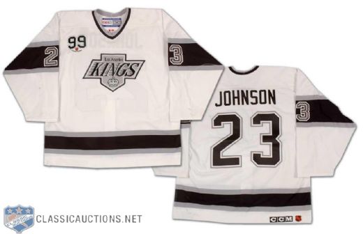 Craig Johnson 2002-03 Los Angeles Kings Game Worn Retro Jersey from Gretzky Retirement Ceremony