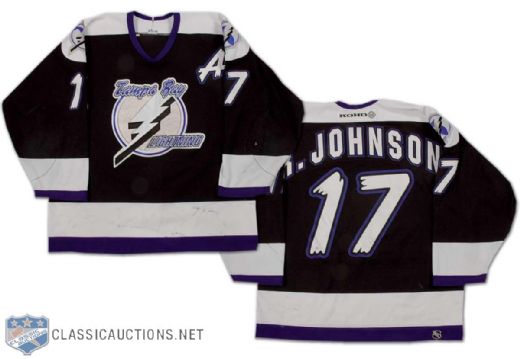 Ryan Johnson 2000-01 Tampa Bay Lightning Game Worn Road Jersey