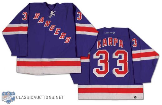 David Karpa 2001-02 New York Rangers Game Worn Jersey