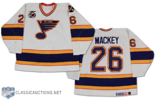 Dave Mackey 1991-92 St. Louis Blues Game Worn Home Jersey