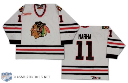 Josef Marha 1999-2000 Chicago Black Hawks Game Worn Home Jersey