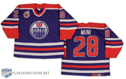 Craig Muni 1992-93 Edmonton Oilers Game Worn Road Jersey