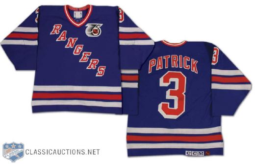 James Patrick 1991-92 New York Rangers Game Worn Road Jersey