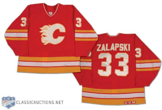 Zarley Zalapski 1993-94 Calgary Flames Game Worn Road Jersey