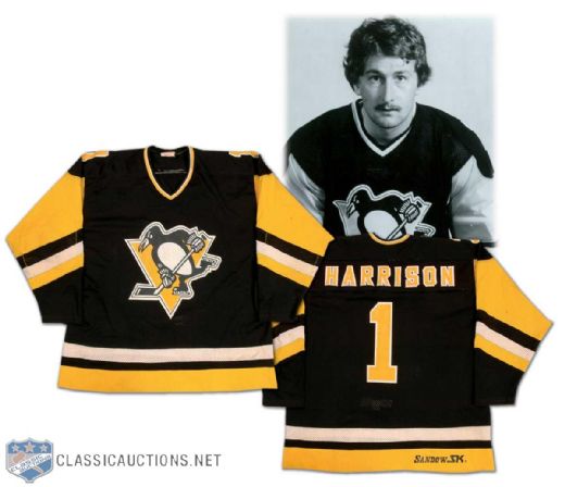 Paul Harrison 1981-82 Pittsburgh Penguins Game Worn Jersey - Photo Matched!