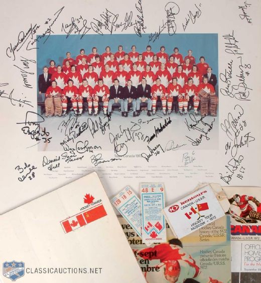 1972 Summit Series Collection of 11, Featuring Team Signed Team Canada Photo