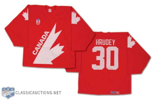 Kelly Hrudeys 1987 Canada Cup Pre-Tournament Game Worn Team Canada Jersey