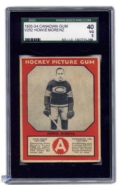 1933-34 Howie Morenz Canadian Chewing Gum VG Graded Card