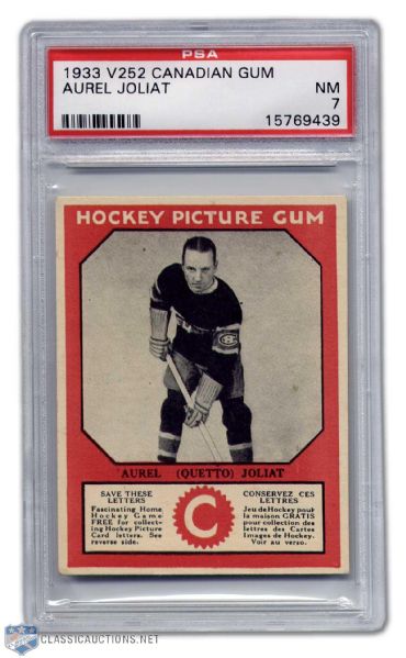 1933-34 Canadian Chewing Gum Aurele Joliat PSA NM 7