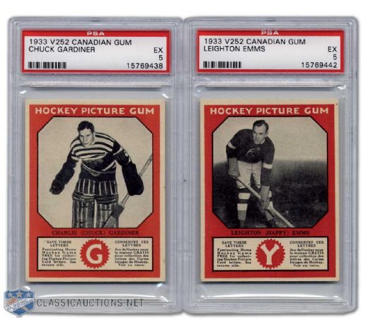 1933-34 Canadian Chewing Gum Chuck Gardiner & Leighton Emms - PSA EX 5