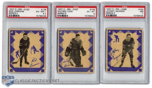 1937-38 O-Pee-Chee PSA-Graded Lot of 3 - Gagnon, Cude & Lorraine