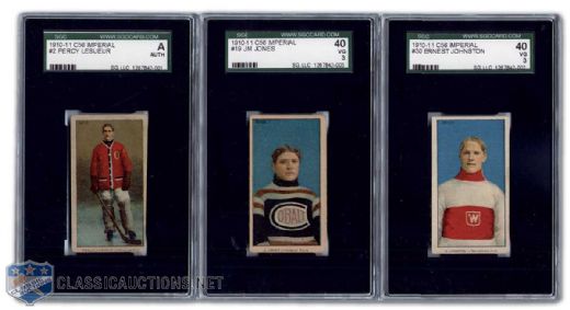 1910-11 C56 Graded Card Lot of 3 Including LeSueur & Johnson