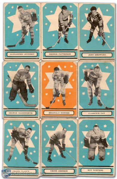 1933-34 O-Pee-Chee Lot of 9 Including Clancy, Johnson & Worters