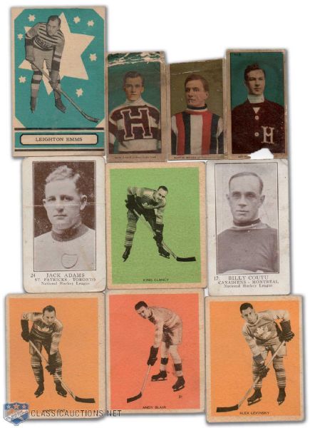 Pre-War Hockey Card Collection of 10 Including Clancy & Day