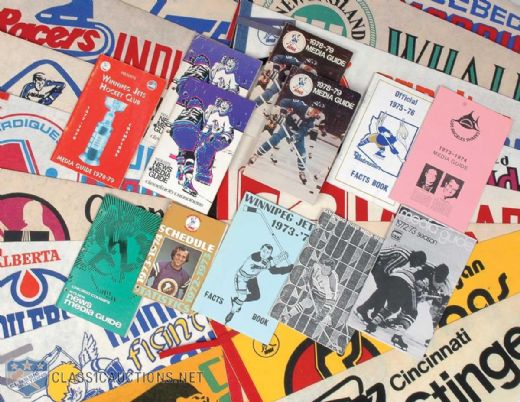 World Hockey Association Pennant and Media Guide Collection of 29