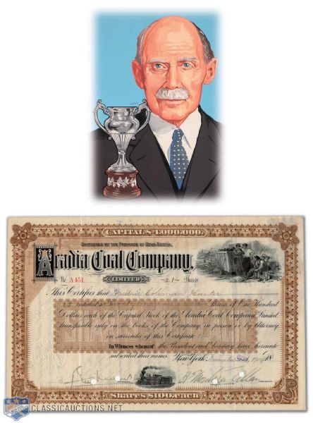 1914 Stock Certificate Signed by Deceased HOFer Sir Montagu Allan