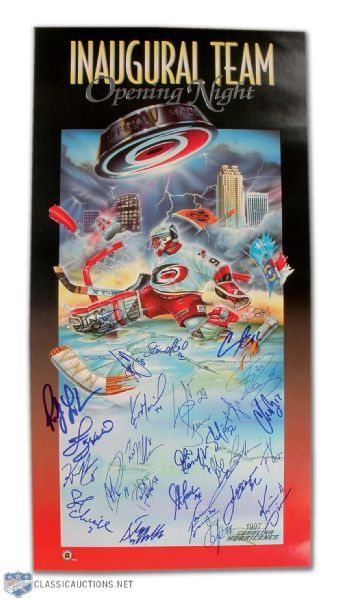 Carolina Hurricanes 1997-98 Inaugural Season Team Signed Poster