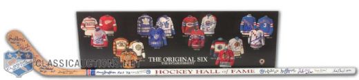 Hockey Legends Signed Collection of 2, Including Autographed Hall of Fame Stick and Original Six Print