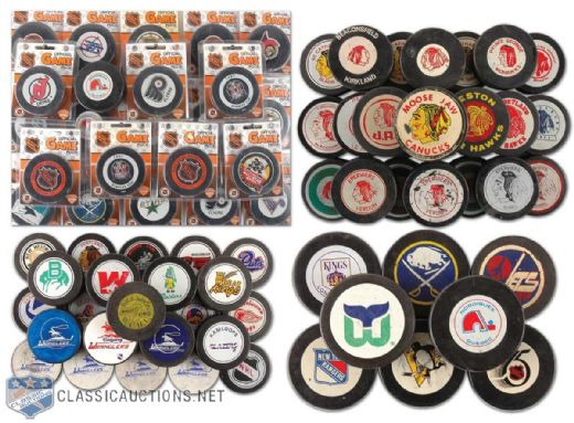 Massive Puck Collection of 500+++, Including 31 Inglasco NHL Pucks