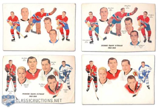 Tex Coulter 1963-64 NHL All-Star Team Original Montreal Canadiens Calendar Artwork Collection of 2