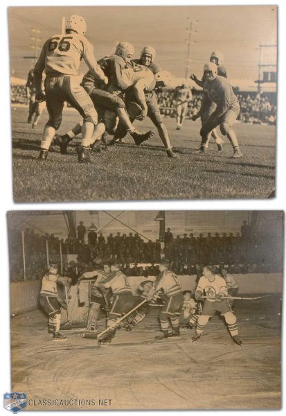 Vintage Western Canada Hockey and Football Display Photo Collection of 2