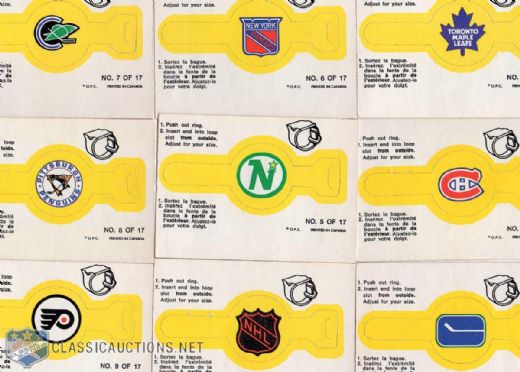 1973-74 O-Pee-Chee Team Rings Complete Set of 17