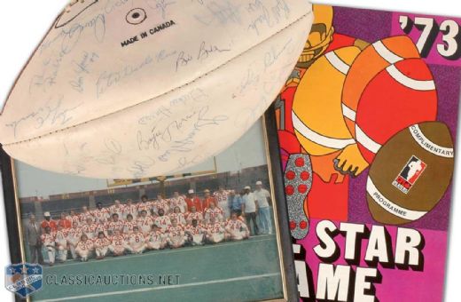 Peter Dalla Rivas Autographed 1973 CFL All-Star Game Ball, Team Photo and Program