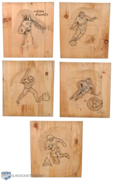 Peter Dalla Rivas Montreal Sports Wood Carving Collection of 5