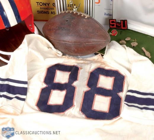 Tony Gabriels Syracuse University Collection of 9, Featuring Game Worn Orangemen Jersey and Ball from Four Touchdown Game