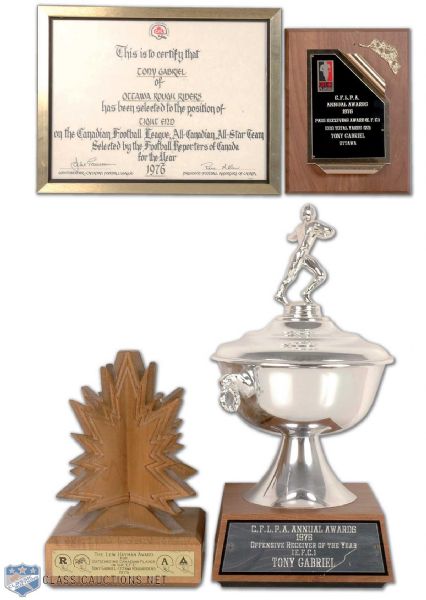 Tony Gabriels 1976 CFL Awards Collection of 4