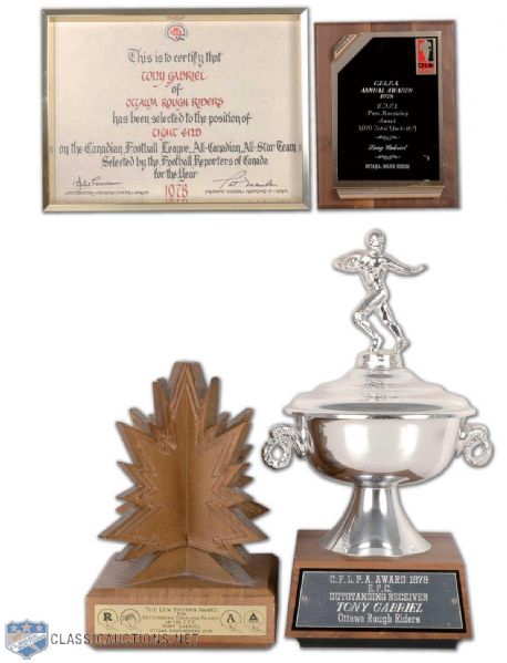 Tony Gabriels 1978 CFL Awards Collection of 4